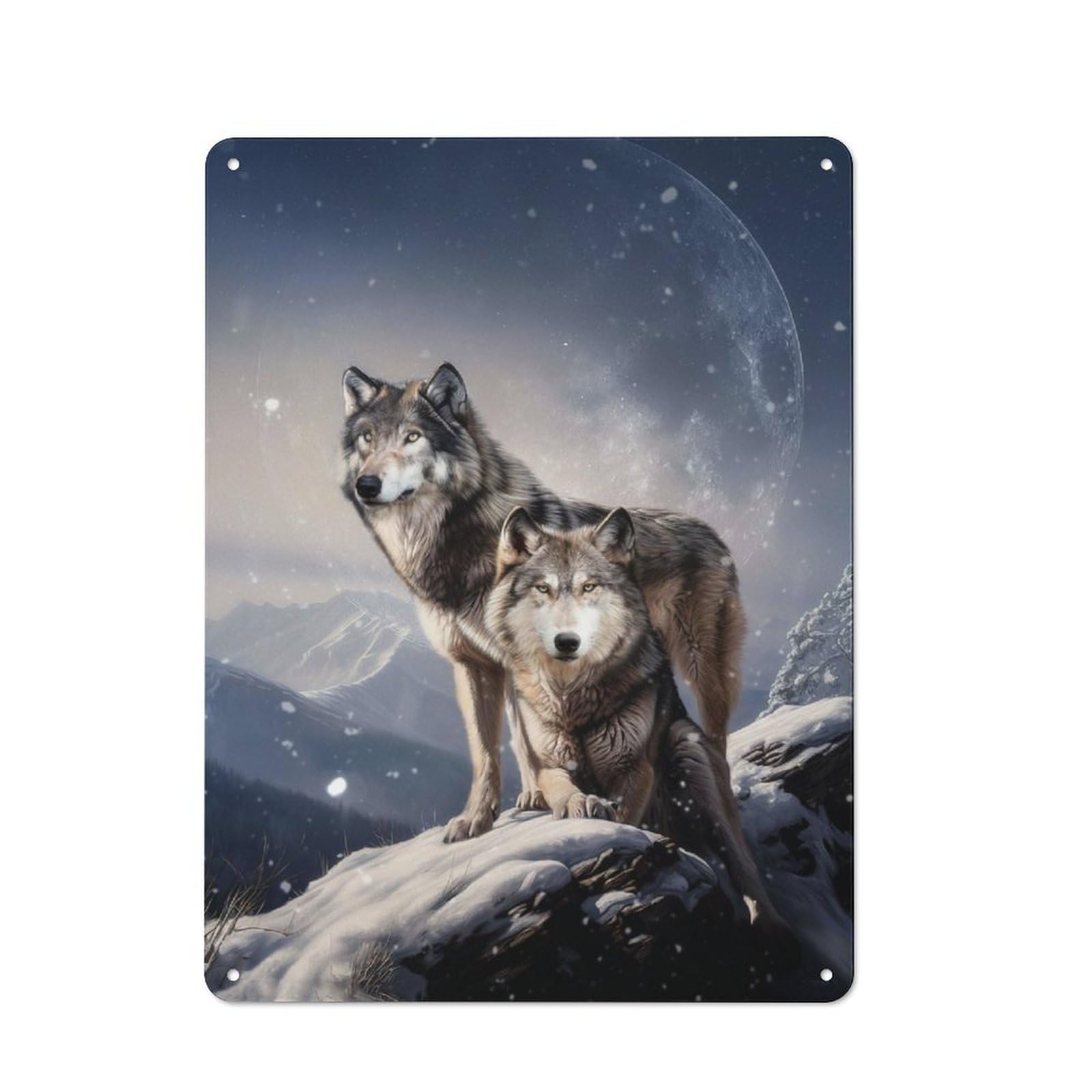 Junmoney Lunar Howl Rustic Country Metal Sign 40X30cm, Cottage Wall Art For Dining Room, Cafe, Entryway Or Family Room