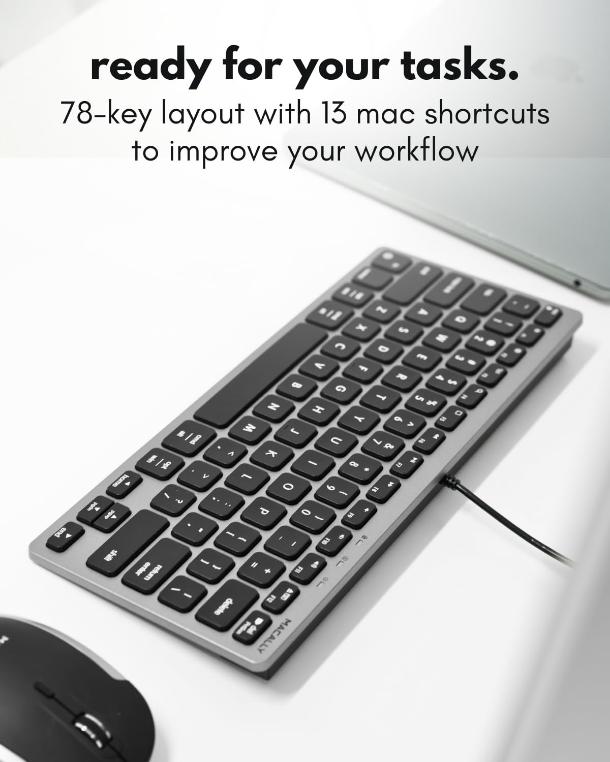 Amazon | Macally 小型有線キーボード MacおよびPC用 (デュアルUSB C +