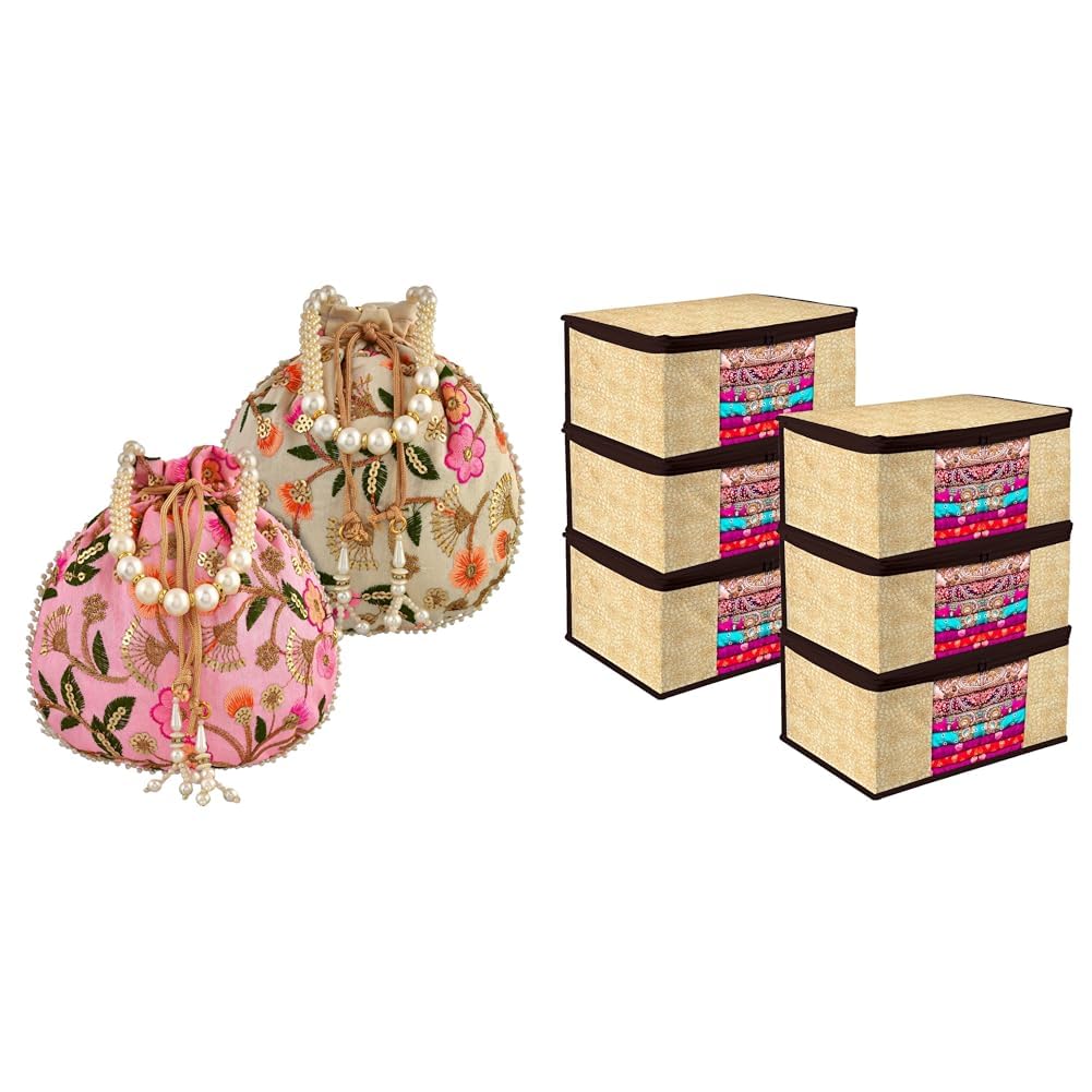 Potli|Silk Wedding PotliKuber Industries Saree Cover Bag | Zip Closure Saree Cover Bag-image-40