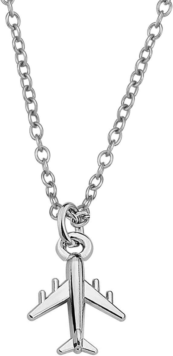 FUSTMWAirplane Necklace Aircraft Pendant Flight Attendant Jewelry Pilot Gifts for Aviation Traveler