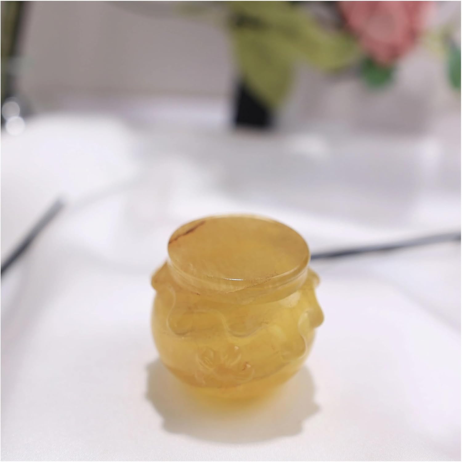 Nature Honey jar,Yellow Fluorite Material,as a Gift or Decoration for Home Kitchen for Restaurant/Cafe(Honey jar 2.7cm)