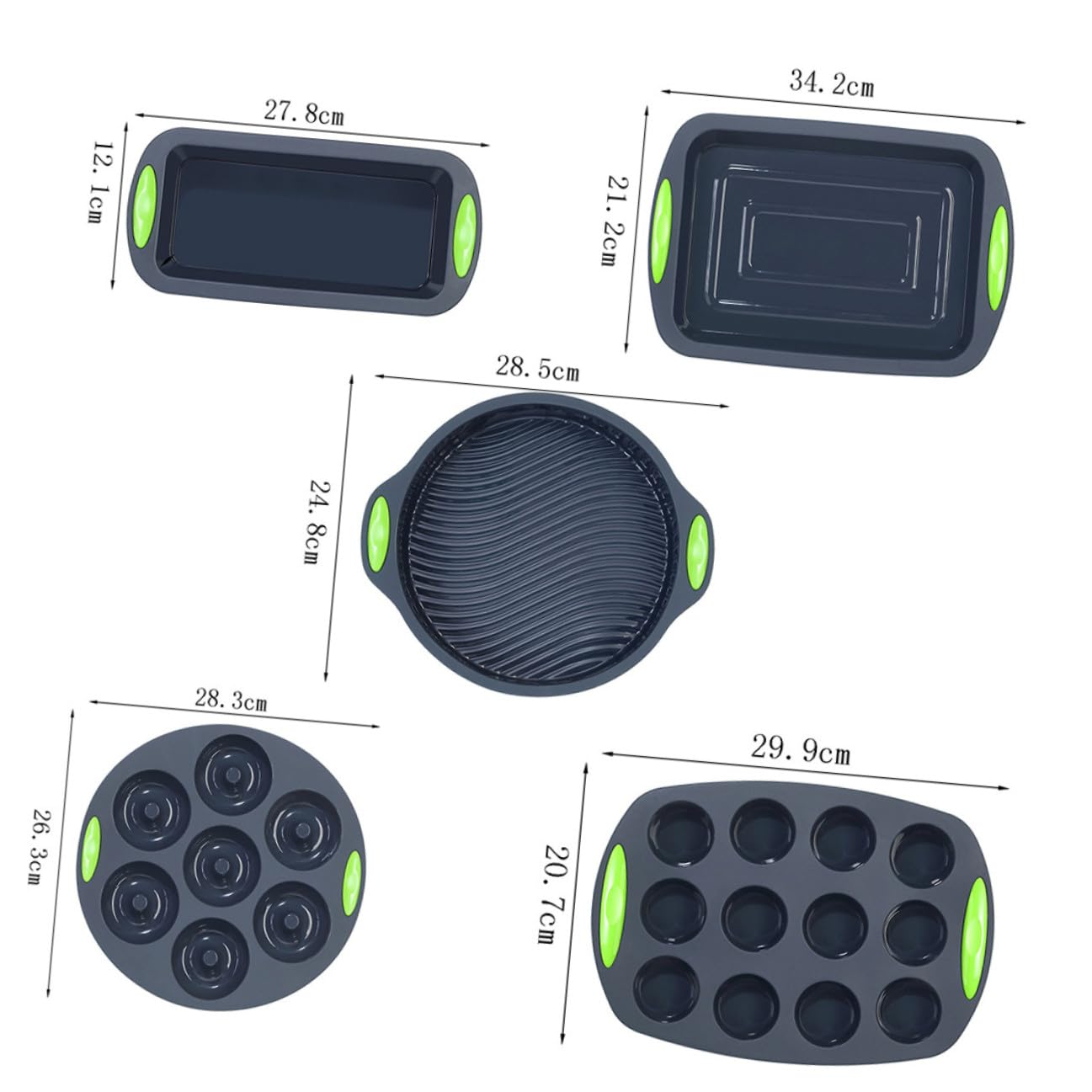 Juego de 5 Moldes de Silicona Flexible y Resistente al Calor para Hornear Pasteles Cocina, Herramienta Multiusos para Aficionados la Repostería