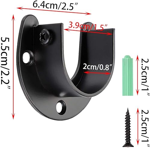 Miniatura 2 de OwnMy Paquete de 4 soportes para barra de armario de 1-12 pulgadas de diámetro, acero inoxidable en forma de U, soporte de barra de barra de brida