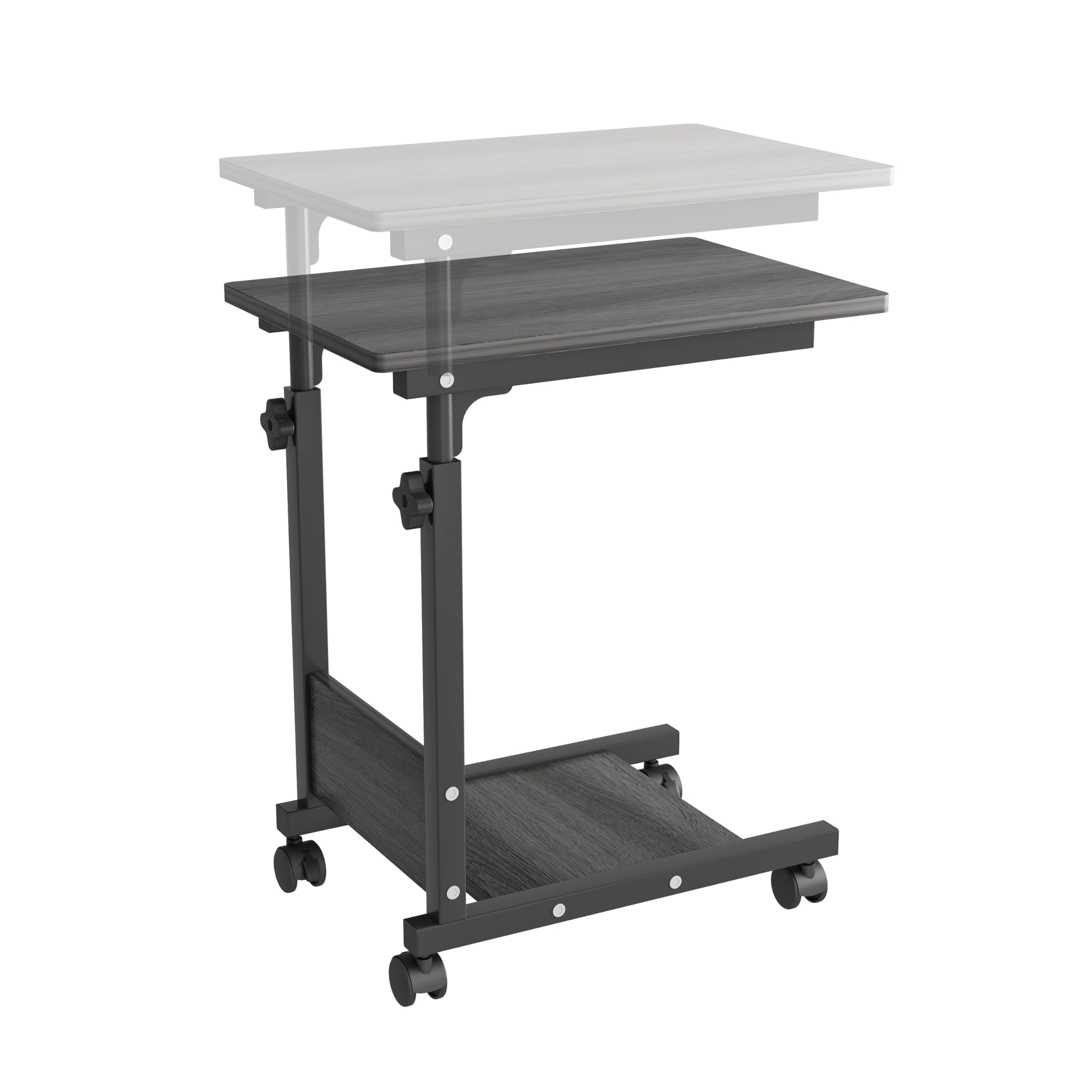 IRUFGLL Medical Overbed Tables Mobile End Table Titing Adjustable Couch Bed Tray Cart Laptop Stands with Wheels, Medical Table-Brown