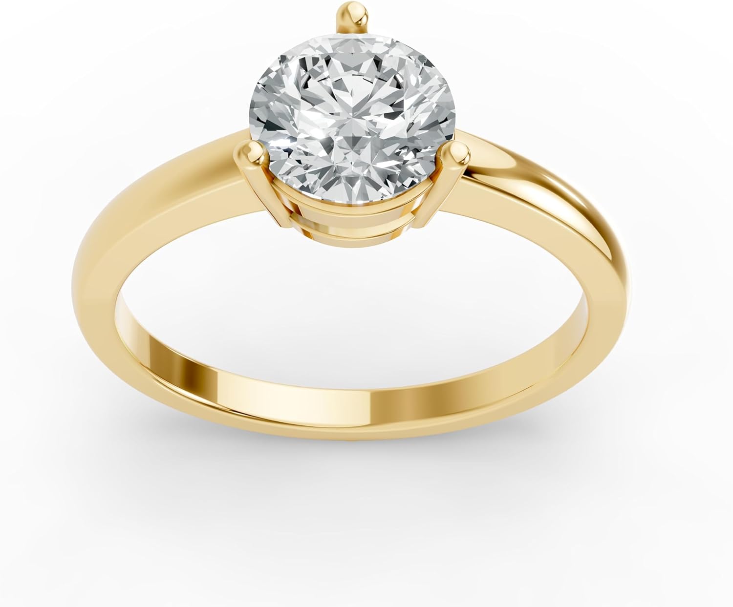 0.75CT Round Shape Lab Grown F Diamond in 10K Yellow Gold Ring for Women 7