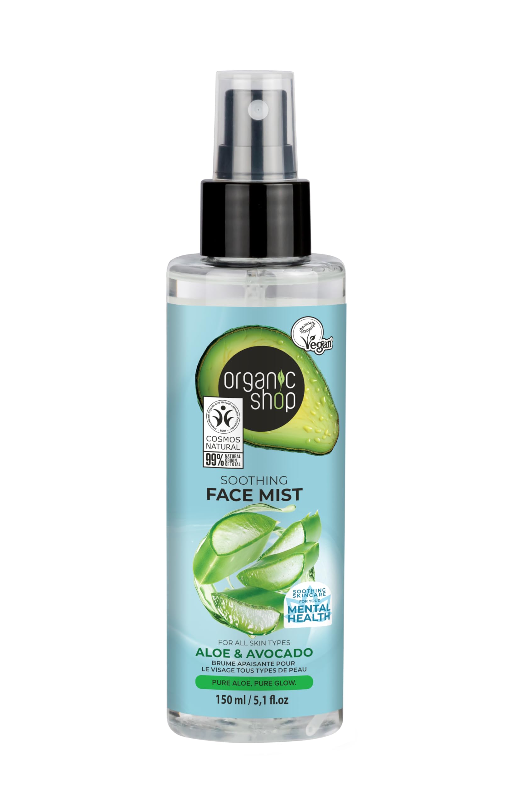 Organic Shop Avocado and Aloe Skincare Soothing Face Mist, 150 ml