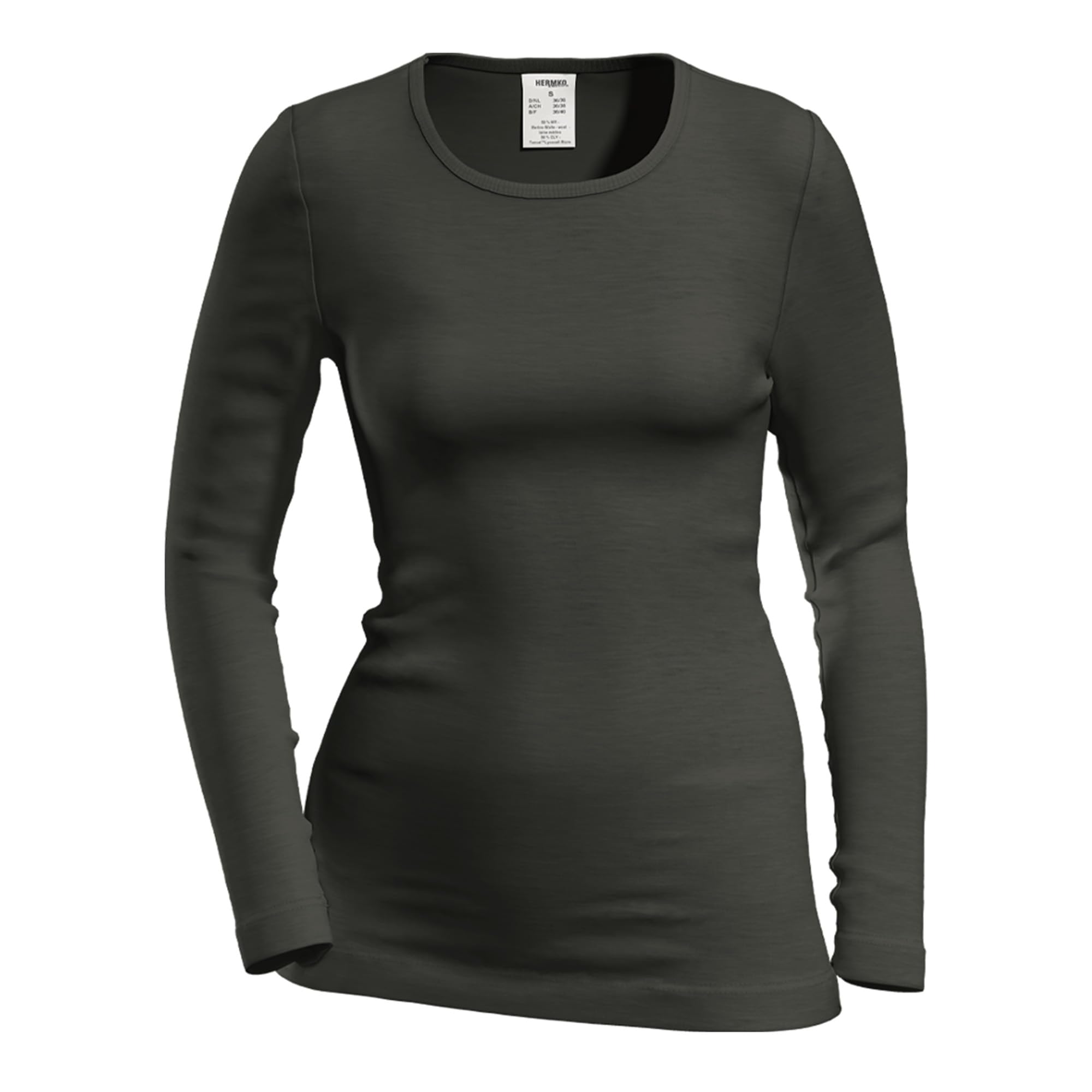HERMKO 40830 damska koszulka z długim rękawem z wełny/Tencel