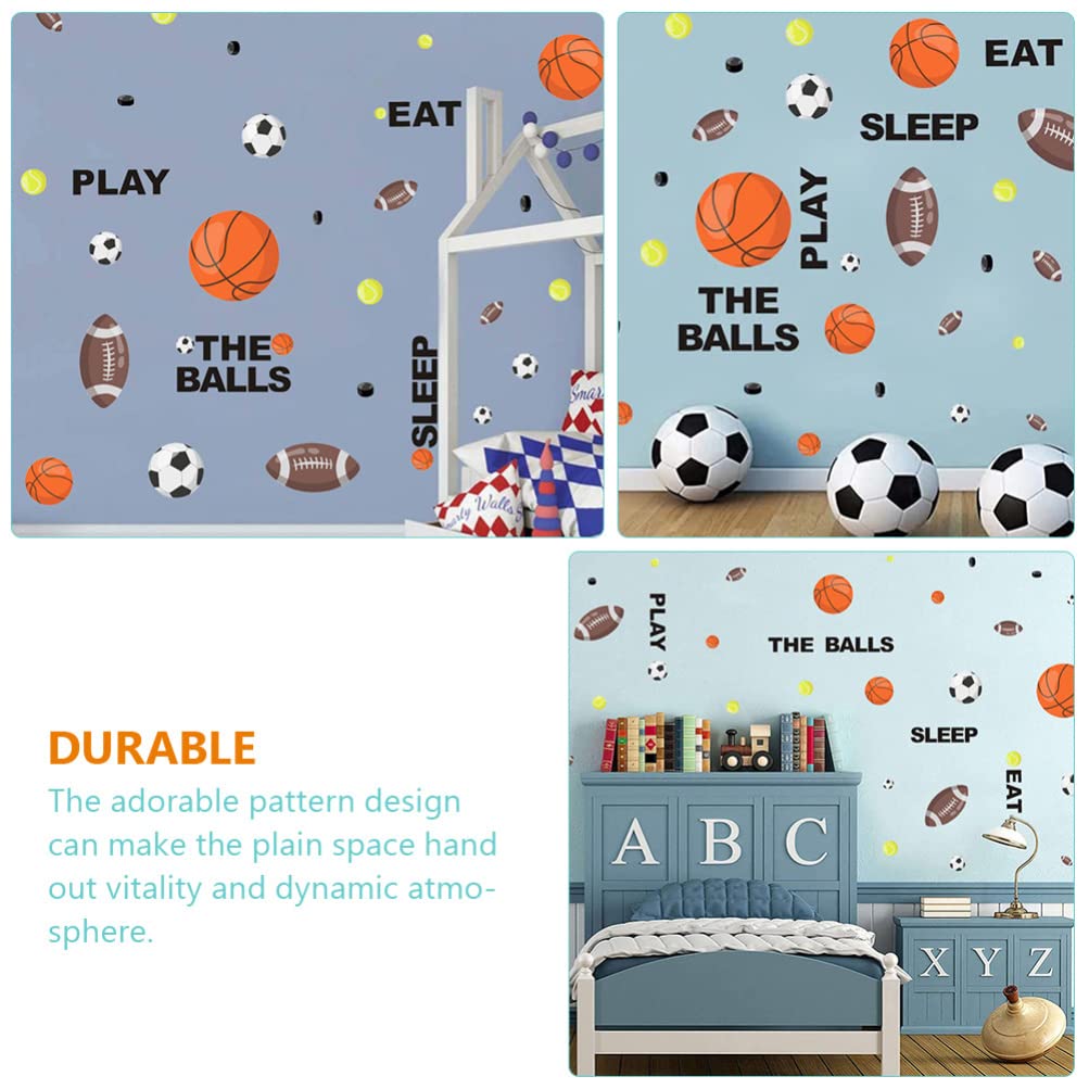 Adesivo Murale Sportivo a Palloni per Cameretta Ragazzo Ragazza Pvc | DIY Rimovibile, Motivo Cartoon Creativo e Adorabile, Decorazione per Parete