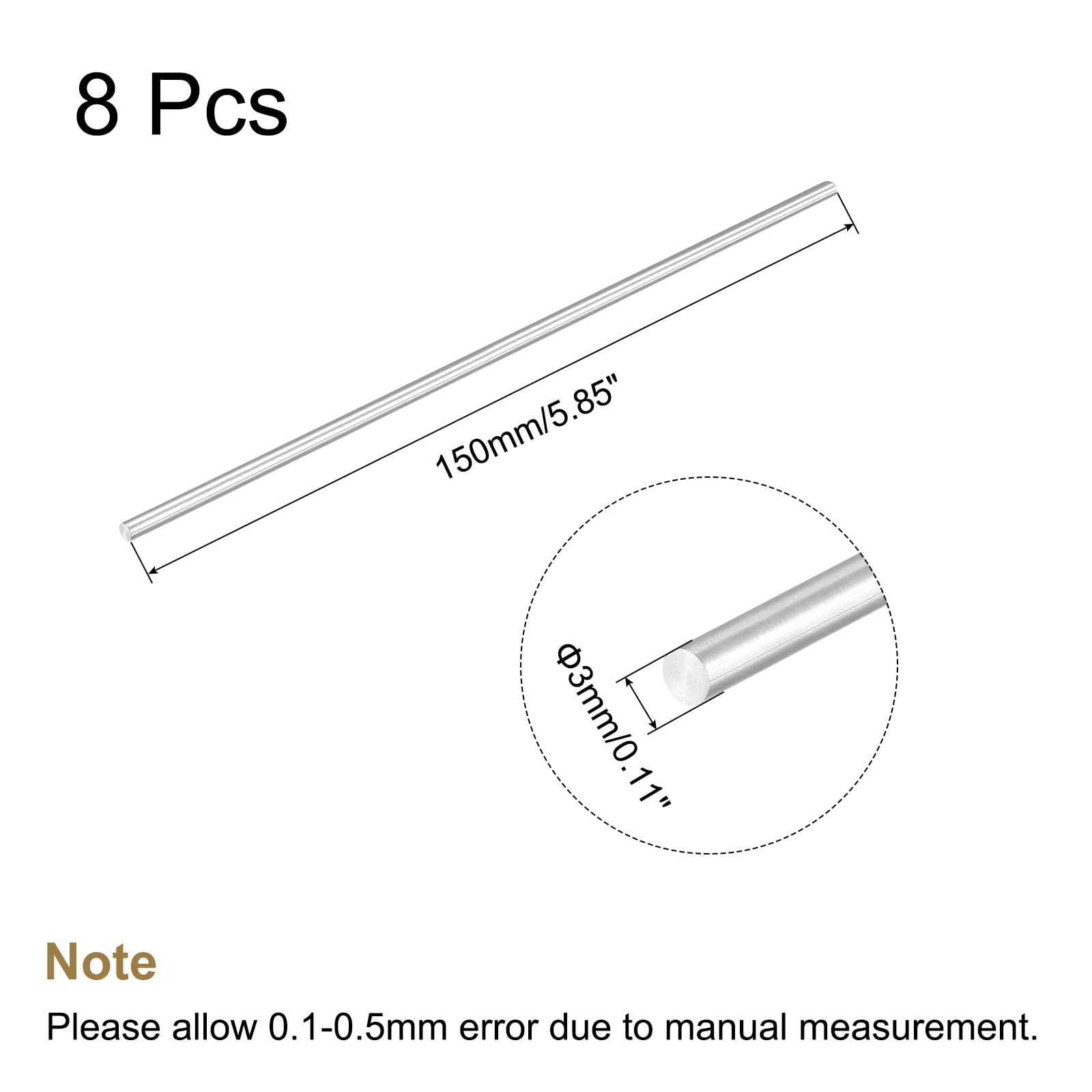 Lot De 4 Tiges En Aluminium Rond Plein 3mm X 350mm - Aluminium 6061 Pour Bricolage, Modélisme - 6