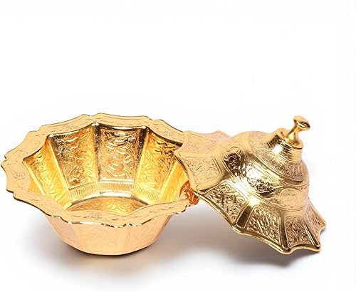 Miniatura 4 de Alisveristime Cuenco de latón recubierto hecho a mano para azúcar, chocolate con tapa, recipiente para azúcar, plato de azúcar con tapa, cuenco de