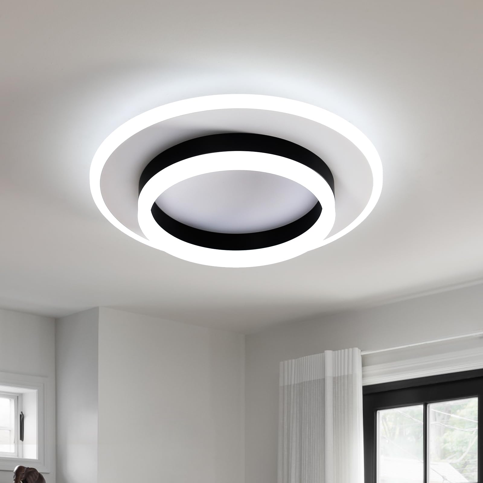 Lámpara de Techo Moderna, 28W Plafón LED Techo Luz Fria 6500K | Redondo Luz LED techo de Acrílico Blanco para Corredor Cocina Dormitorio Sala de Estar Pasillo, Ø30CM