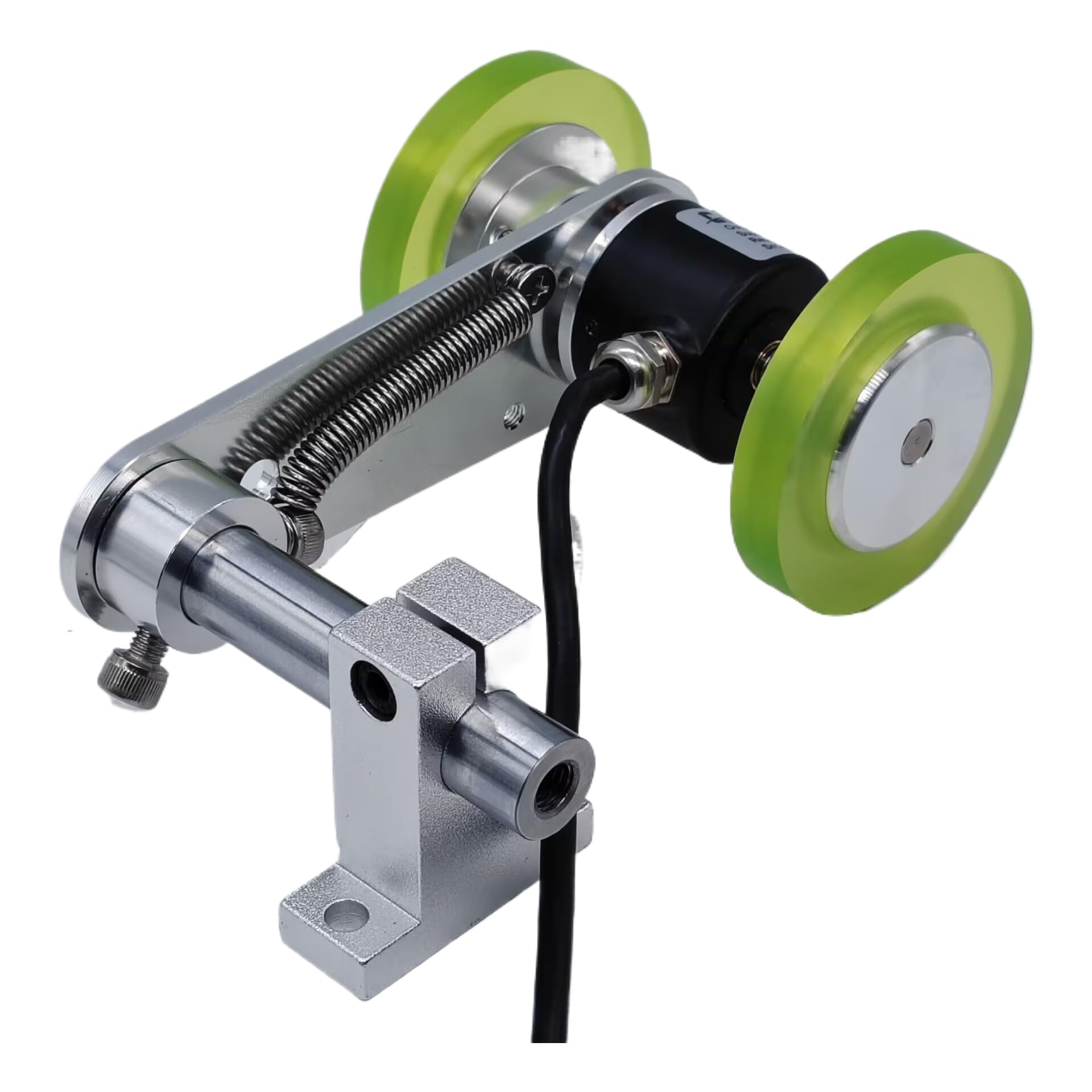 GHW38T - Codificador de rueda de eje de 8 mm para medición de posición de longitud con 2 ruedas de medición (300 mm) y soporte de resorte (salida de controlador de línea, resolución 500PP/R)