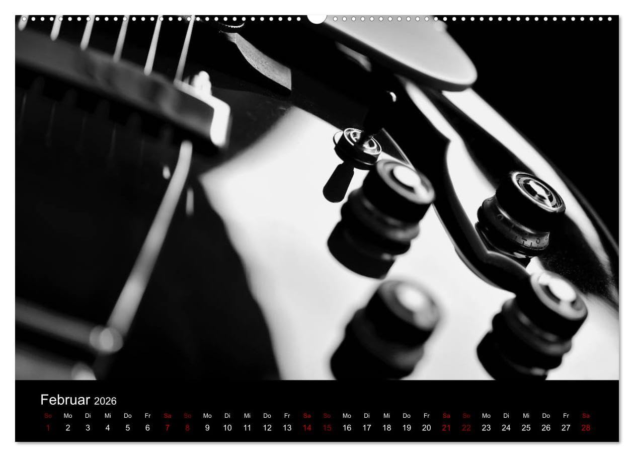 Regelwerke - Details alter E-Gitarren (hochwertiger Premium Wandkalender 2026 DIN A2 quer), Kunstdruck in Hochglanz: Alte E-Gitarrendetails eindrucksvoll in s/w fotografiert (CALVENDO Kunst)