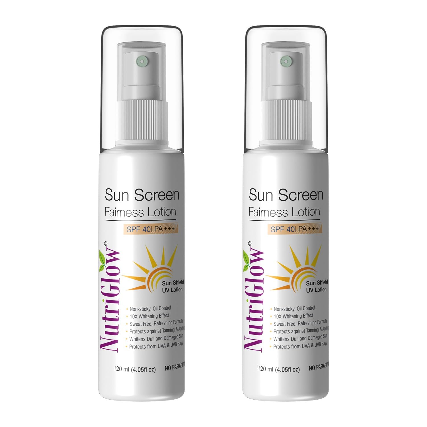 Sunscreen Lotion SPF 40 & PA+++, Non-Greasy, with Broad Spectrum, UVA & UVB Blue Light Protection, for Men & Women All Skin Types, 120ml (Pack of 2)