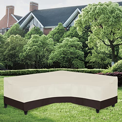 Image of Easy-Going Patio V-Shaped Sectional Sofa Cover, Waterproof Outdoor Sectional Cover, Heavy Duty Garden Furniture Cover with Air Vent 118 inch L (on Each Side) x 33.5 inch D x 31 inch H, Beige /Dark Brown