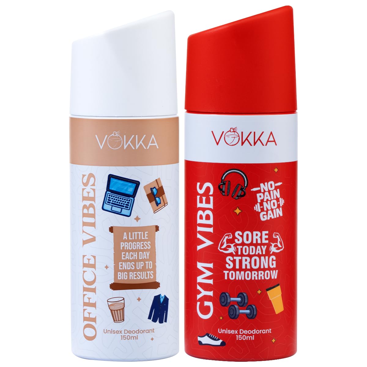 Vokka Vibes Deodorant Body Spray Combo Pack 300ml - 150ml x 2 | Gym & Office Vibes | Unisex Long Lasting Deo | Strong & Subtle Fragrance for Gym & Office | Daily Use Perfume Bodyspray for Men & Women-image-3
