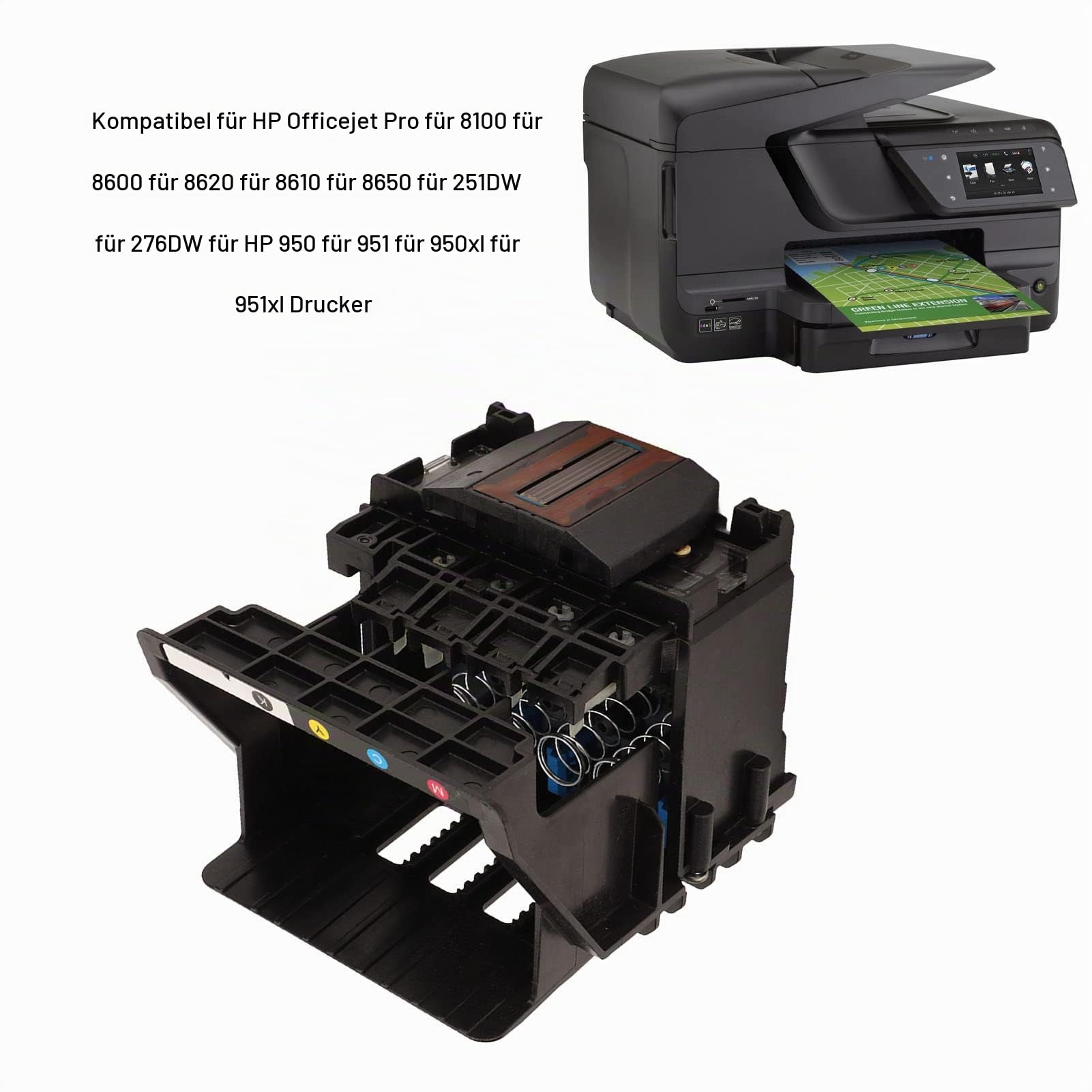 Akozon Druckkopf 8600, Druckkopf Drucker Austausch des Druckkopfes Druckkopf für Officejet Pro für 8100, 8600, 8620, 8630, 8610, 8650, 251DW, 276DW