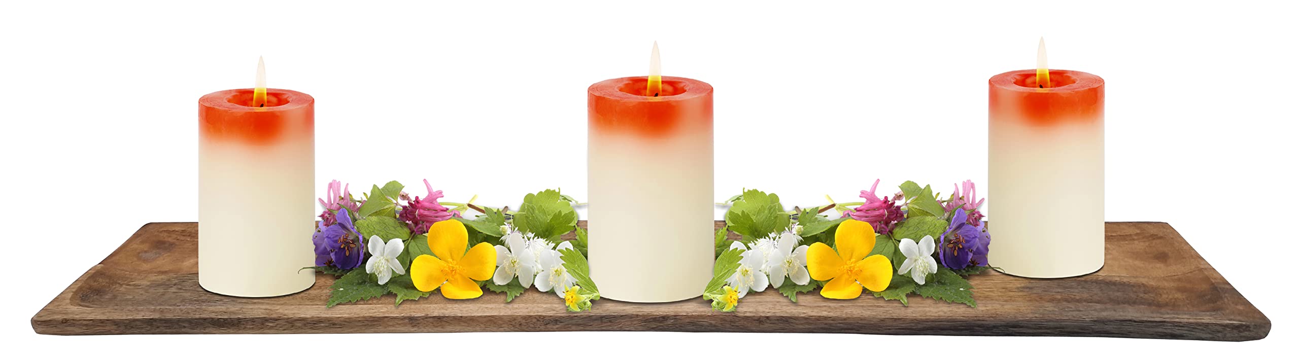 Set Di 2 Vassoi Decorativi In Legno Naturale - 50x20 Cm E 45x17 Cm - Rettangolari Con Maniglie, Per Candele E Composizioni