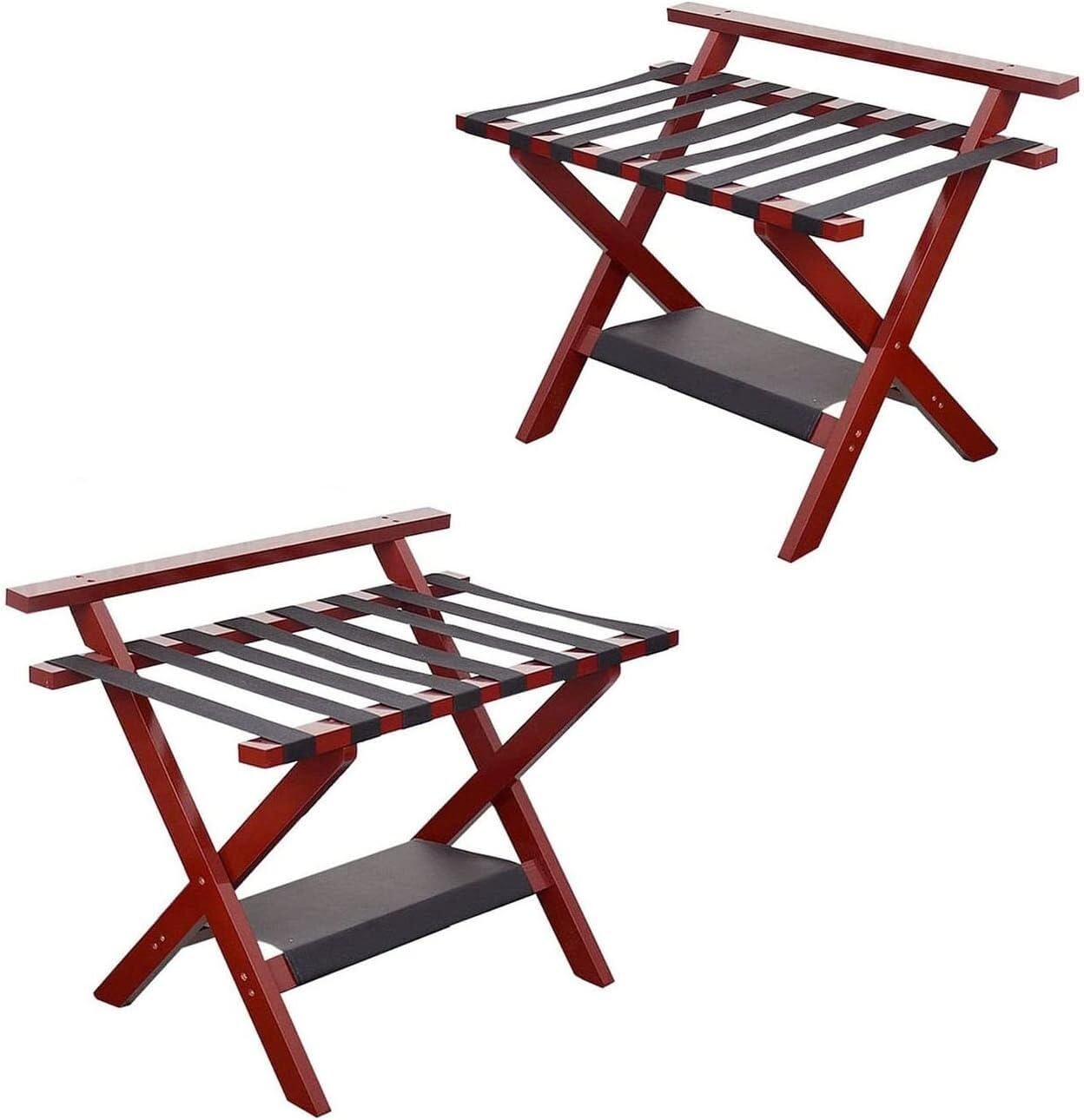 MSHGSKU Luggage rack Set of 2 Luggage Rack/Folding Luggage Holder - Hotel Travel Suitcase Holder 2 Layer(Braun)