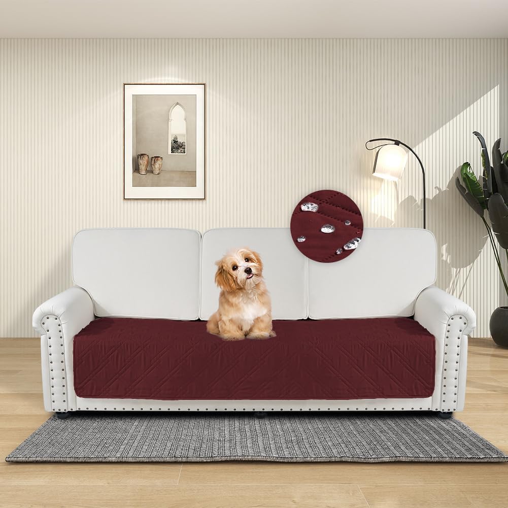 DUJUIKE Copridivano 100% impermeabile per cani, coperta per animali domestici, protezione per mobili per bambini e animali domestici, con fondo antiscivolo, per 3 posti (Rosso, 76 x 180 cm)