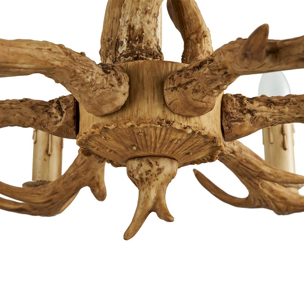 OUKANING Antler - Lámpara de techo, diseño de cuerno de ciervo, 6 luces, estilo vintage, para sala de estar, bar, cafetería, comedor