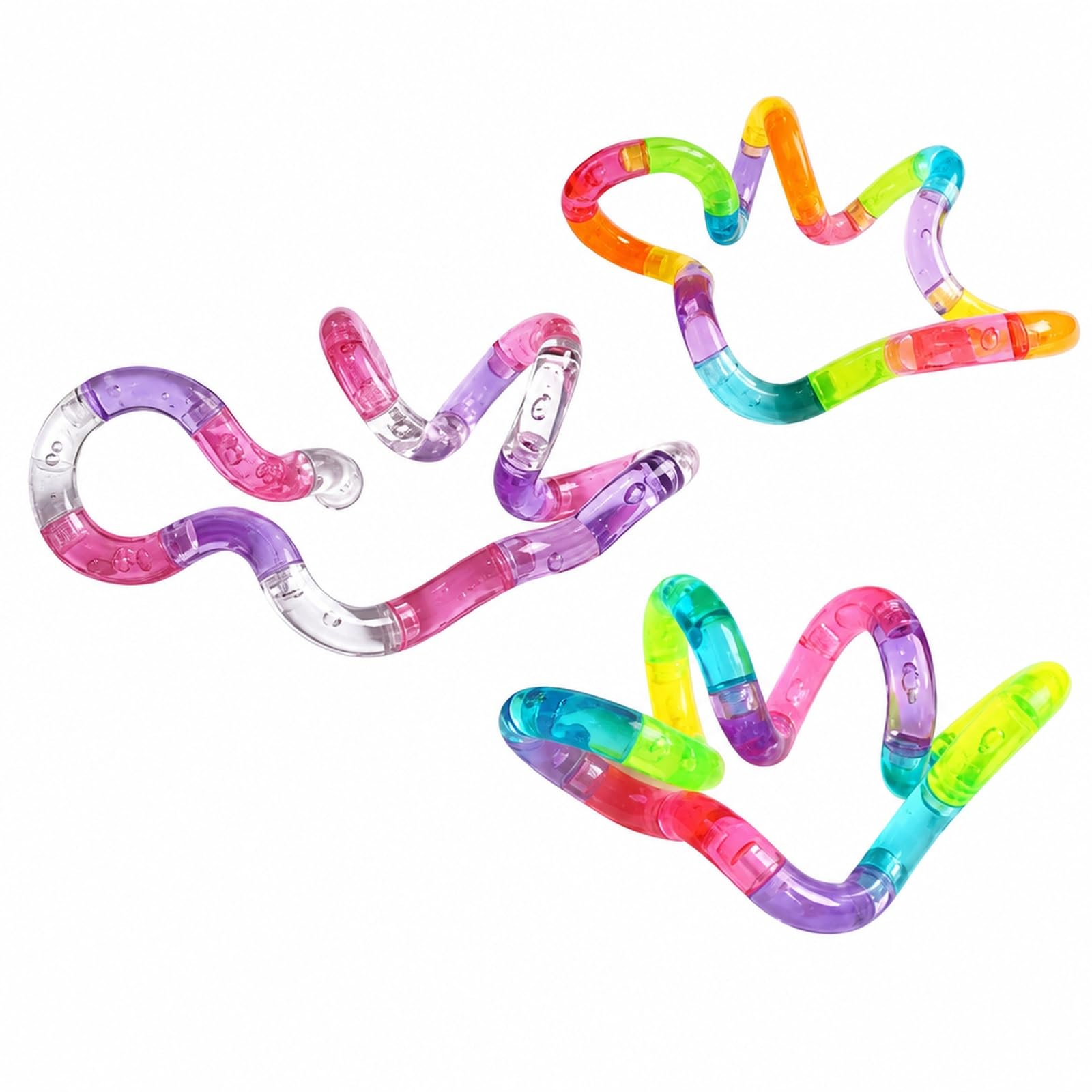 6 Pack Tangle Fidget Toys, Rainbow Five and Six Colour Mix
