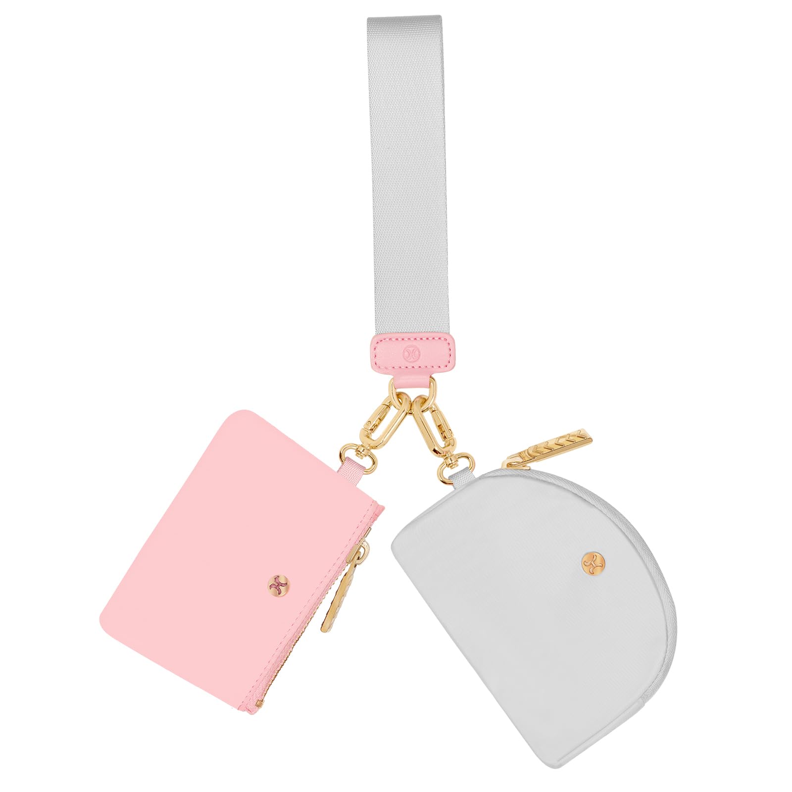 Hovmwey Keychain Wallet, Detachable Dual Pouch Wristlet Wallets for Women Men, Portable Mini Zip Around Small Wallet Coin Purse