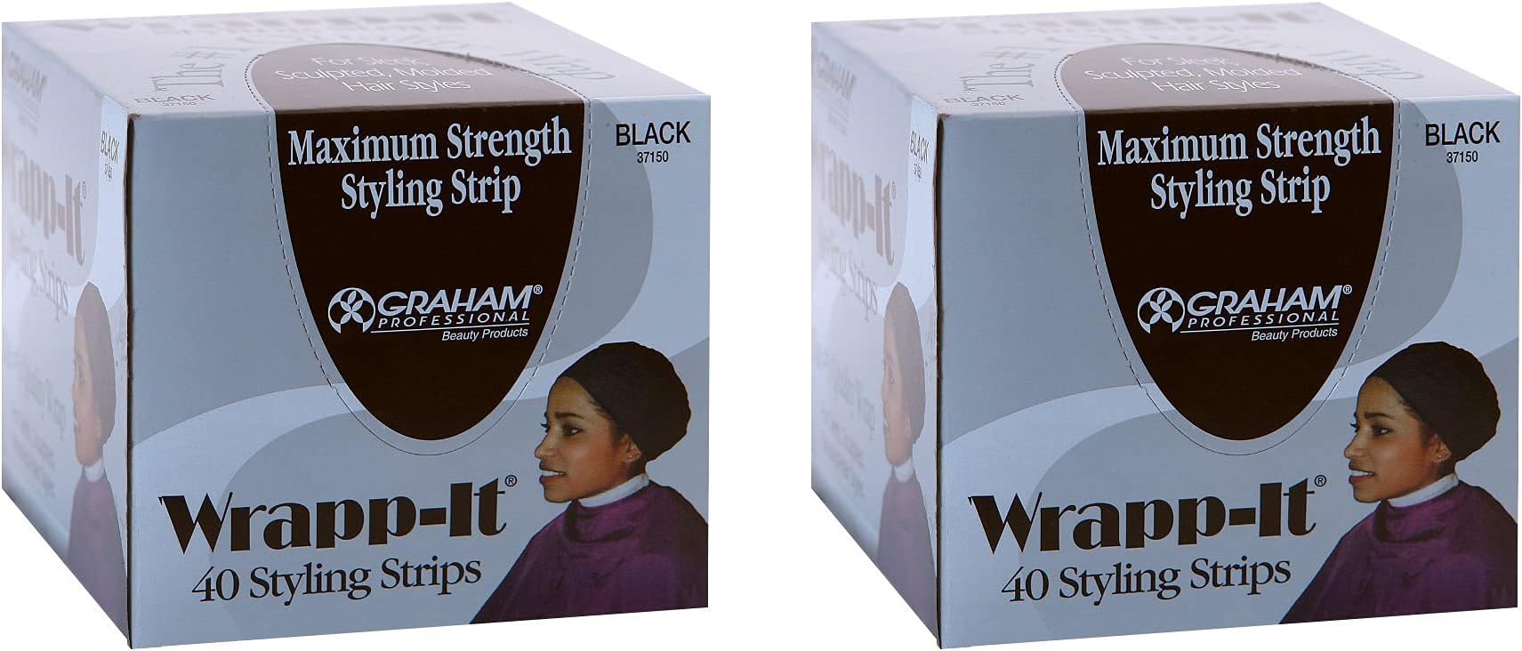 Wrapp-it Styling Strips for Natural Hair Wrap and Molded Styles by Graham Beauty (40 Strips), 2-PACK
