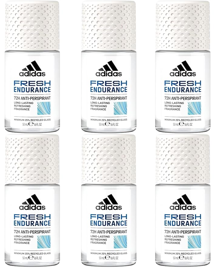 adidas Fresh Endurance - Desodorante en roll-on antitranspirante 72H extra frescura, frescor extra duradero con aroma cítrico aromático, protección contra la sudoración fuerte y el olor corporal, 6