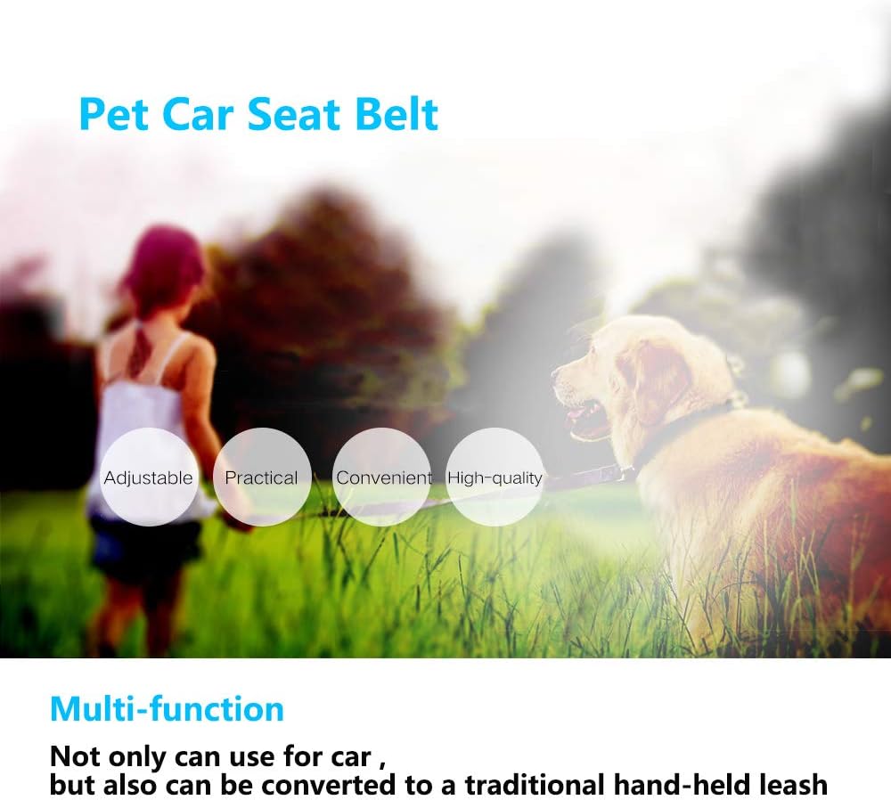 Adjustable Pet Dog Cat Car Seat Belt Strap Restraint Safety Leads Vehicle Seatbelt Harness Nylon Sapphire Blue Fabric Elastic Durable Belt for Car