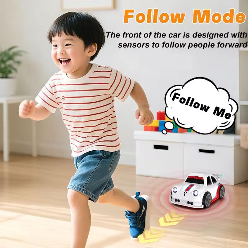 Image of Cable World 360 RC Drift Car for Kids with Remote Control, Automatic One-Click Drift, Follow Mode, Escape Mode, LED Lights & Sound, Rechargeable Racing, Sensor Control Toy Car for Kids - Black