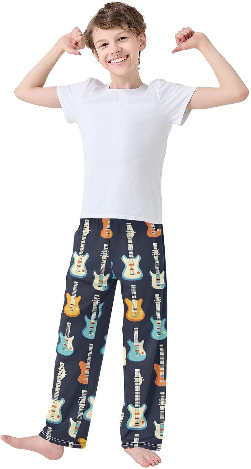 Pajama Pants Retro Electric Guitars Pajama Jogger Sleep Pants Lounge Bottoms S - Image 3