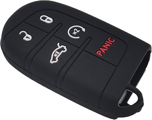 Miniatura 4 de WEIBISS 2 piezas de 5 botones inteligentes de goma para llavero de entrada sin llave, protector para Jeep Grand Cherokee Dodge Challenger Charger