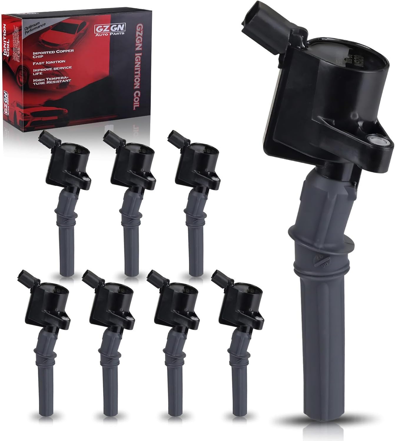 Ignition Coil Pack Compatible with Ford Lincoln Mercury 4.6L 5.4L V8,Set of 8 Curved Boot Ignition Coil Packs Replace# DG508 C1454 C1417 FD503 DG473 DG481 DG491 1L2U12029AA I2LU-12A388-AA