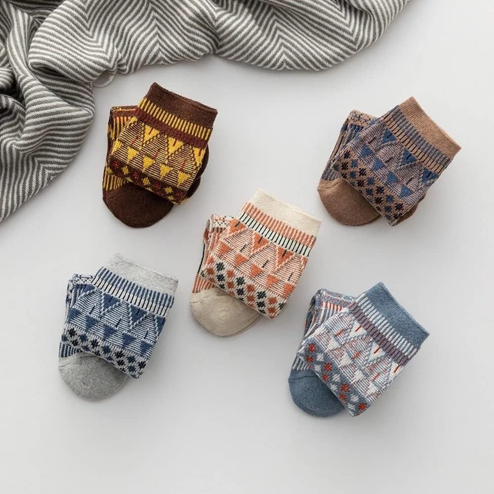 Autumn and Winter Geometric Needle Triangle Men Wool Socks Thickened Warm Ethnic Casual