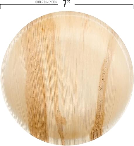 Miniatura 2 de Platos desechables ecológicos de hoja de palma de 7 pulgadas, platos redondos 100% biodegradables y compostables a granel para fiestas temáticas