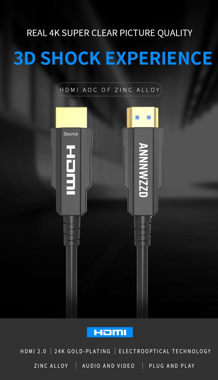 Amazon Linkinperk 光ファイバ Hdmiケーブル 4k 60hz Hdmi2 0 ケーブル 18gbps超高速伝送 サポート3dフルhd Arc Cec Hec ク機能 20m Linkinperk Hdmiケーブル