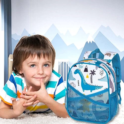 Miniatura 7 de AGSDON Mochila para niños pequeños con correa, correas de seguridad para bebés de 9.5 pulgadas, con correa extraíble, sirena, unicornio, dinosaurio,