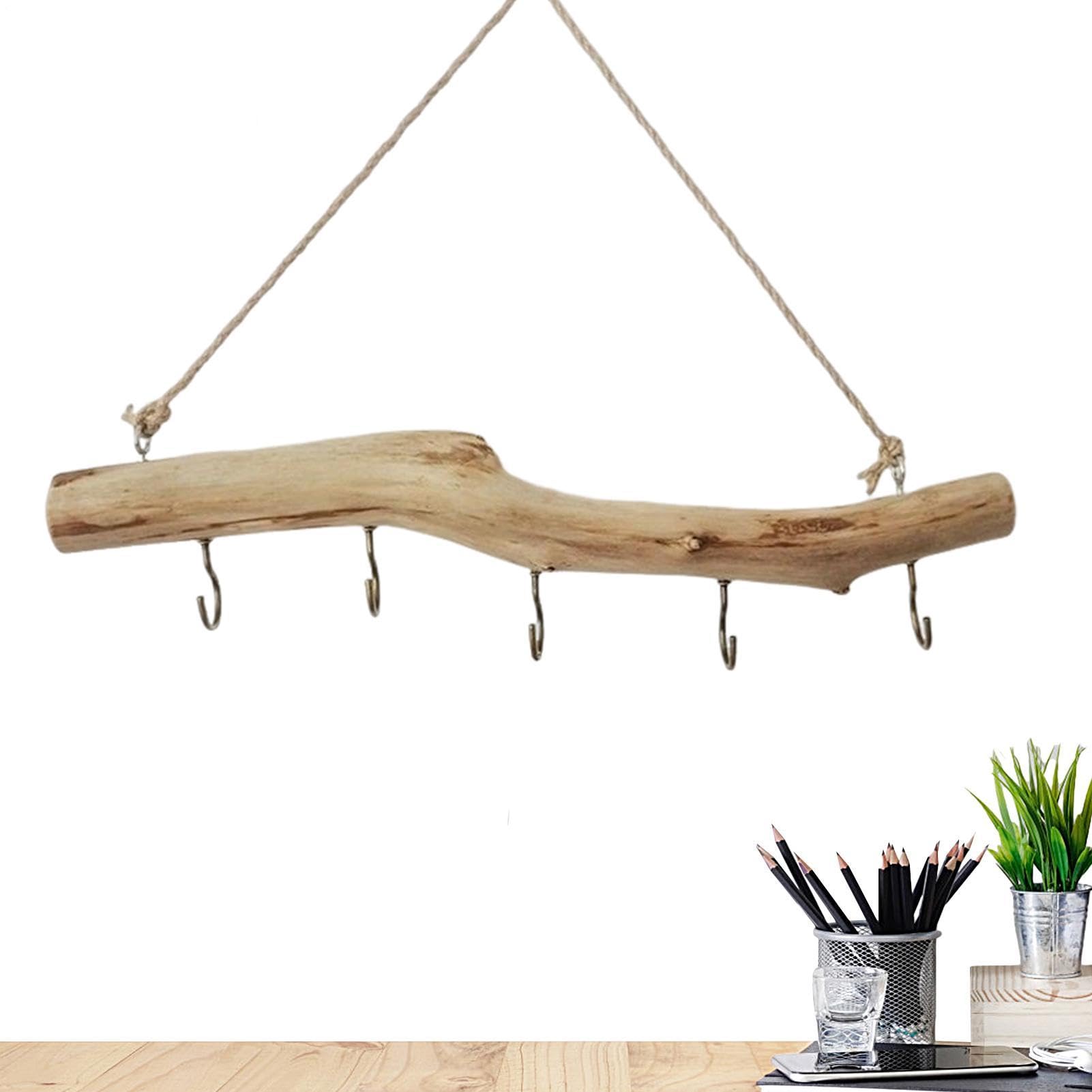 Rustikaler Holzzweig zum Aufhängen, Wanddekoration für -Styling, natürliches Holzmaterial mit Bindfaden, hängendes Design, dekoratives für Fotos, Pflanzen, Ornamente