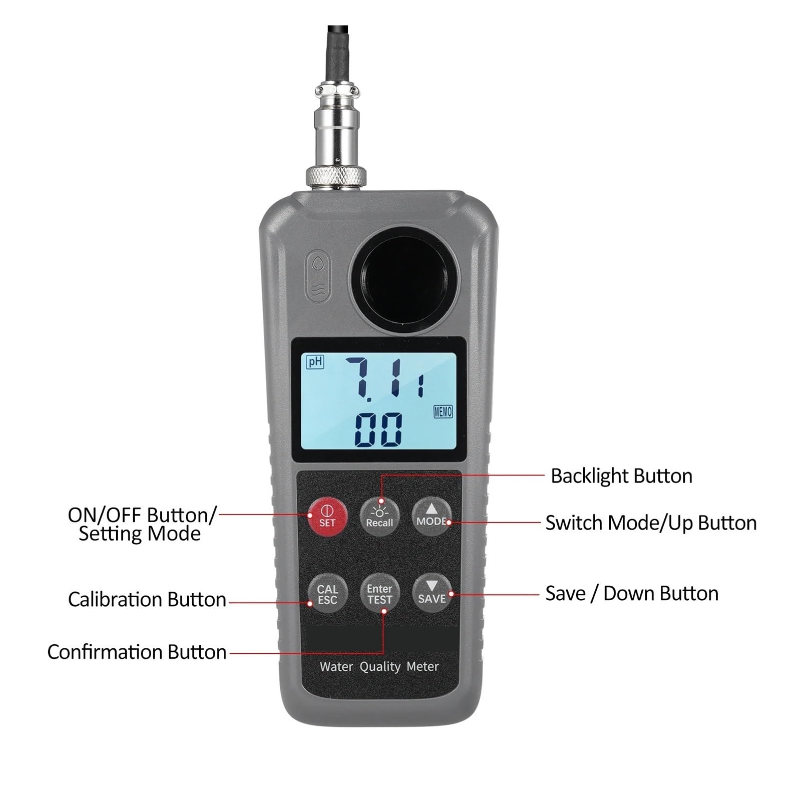 6 In 1 Gelöst Sauerstoff Tester Wasser Qualität Detektor PH Wert Temperatur Ammoniak Stickstoff Sauerstoff Meter DO Sonde Vielseitig Einsetzbar