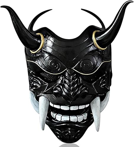 Miniatura 1 de Máscara de demonio japonés malvado Kabuki Hannya, máscara de demonio Oni Samurai Kabuki, Prajna Devil, máscara facial de demonio japonés Prajna