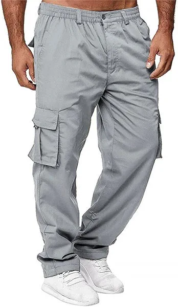 AIFARLD Men's Cargo Pants with Pockets Cotton Hiking Sweatpants Casual Athletic Jogger Sports Outdoor Trousers Relaxed Fit