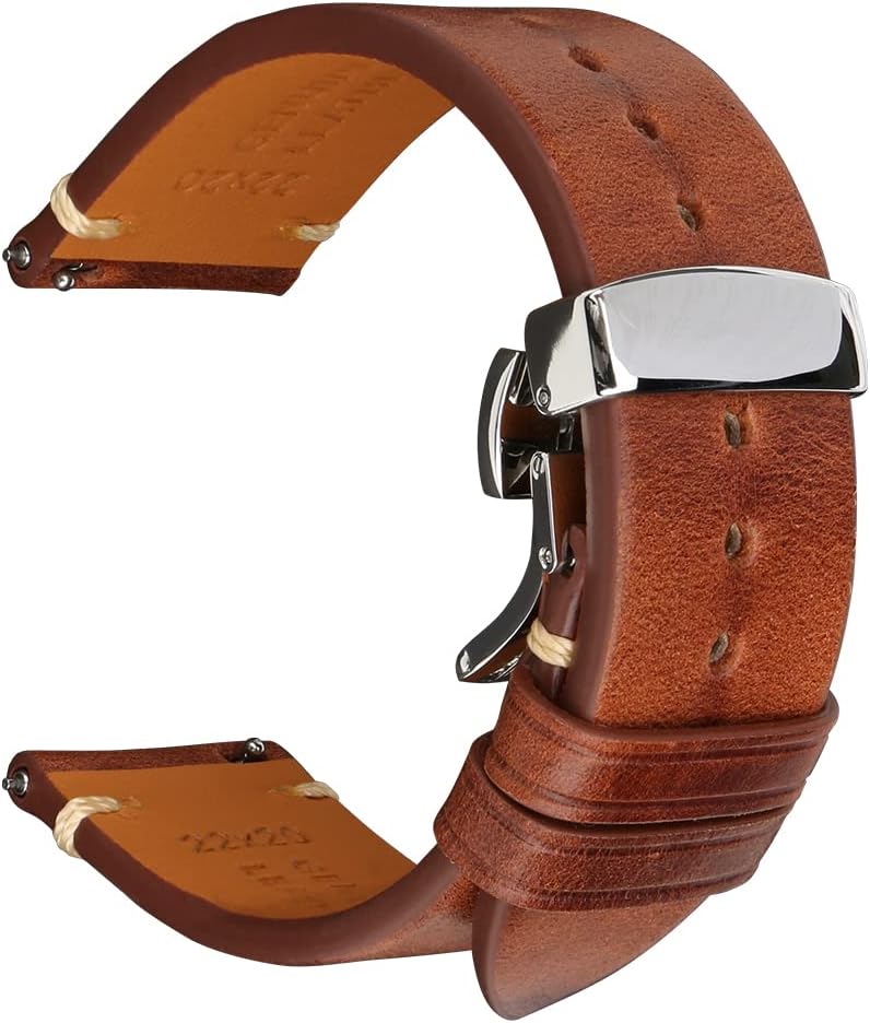 REZERO Quick Release Watch Band, Top Grain Leather Watch Straps, Italian Calfskin Watchbands Replacement 18mm 19mm 20mm 21mm 22mm 23mm 24mm for Men, Women