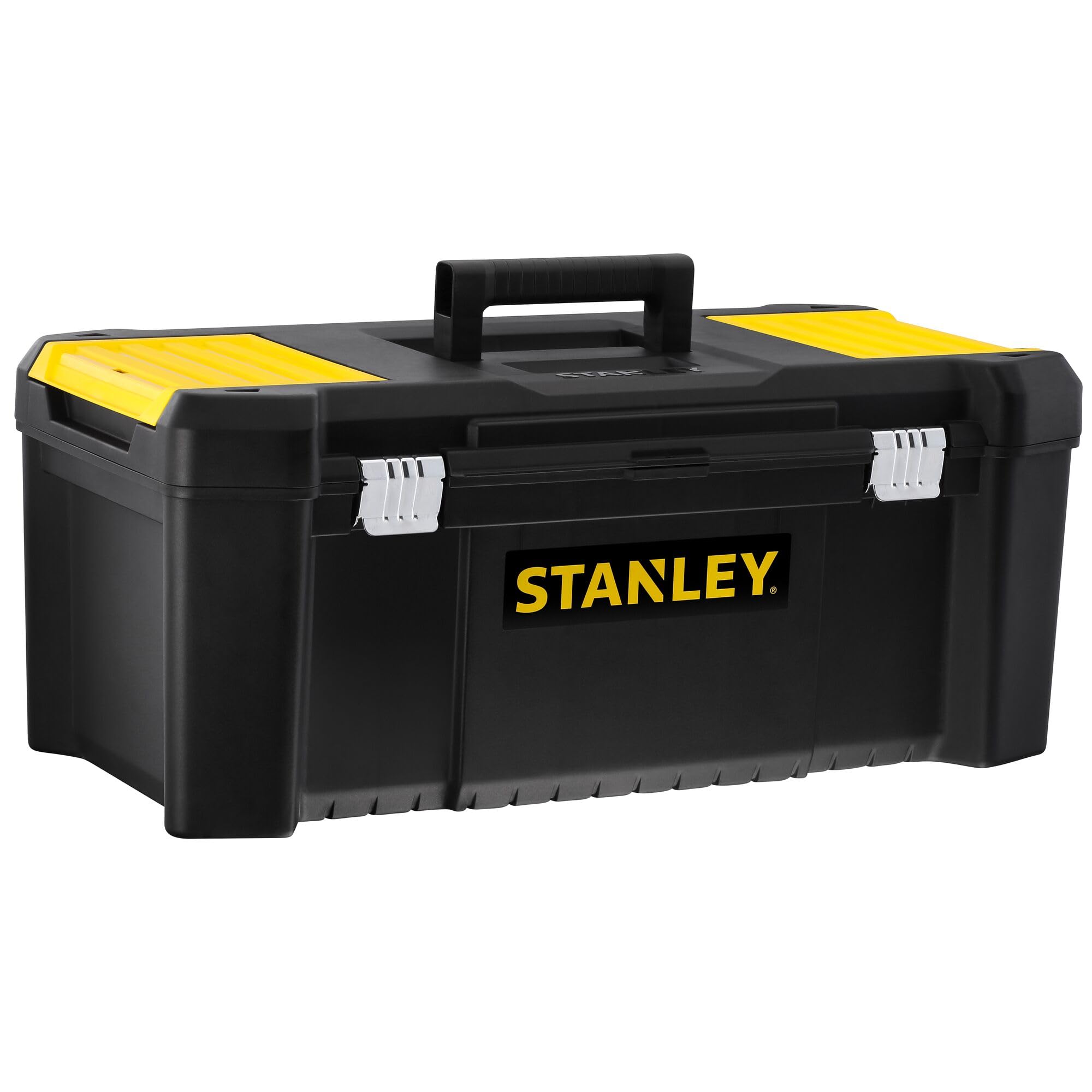STANLEY Caja de Herramientas Essential, Dimensiones: 66,5 x 33,5 x 28 cm, Cierres Metálicos, Asa Ergonómica, Organizadores en Tapa, Bandeja Extraíble - STST82976-1