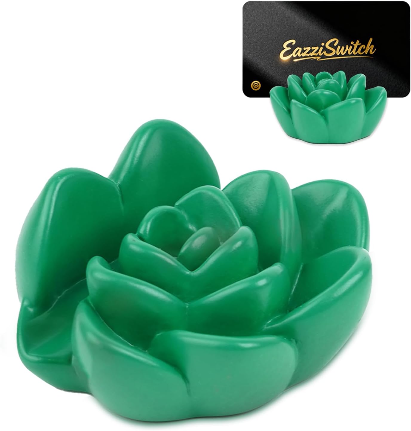 Cute Green Business Card Holder: Flower Shaped Decorative Desk Display