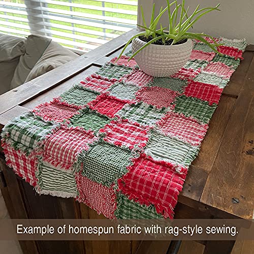 Perfect Green Stripe Cotton Homespun Plaid Fabric by JCS - Sold by The Yard - Thumbnail 5
