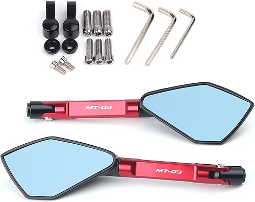 Espejo retrovisor triangular para motocicleta, espejo retrovisor lateral de aluminio CNC, de aluminio, azul, antirreflejos, con logotipo, para