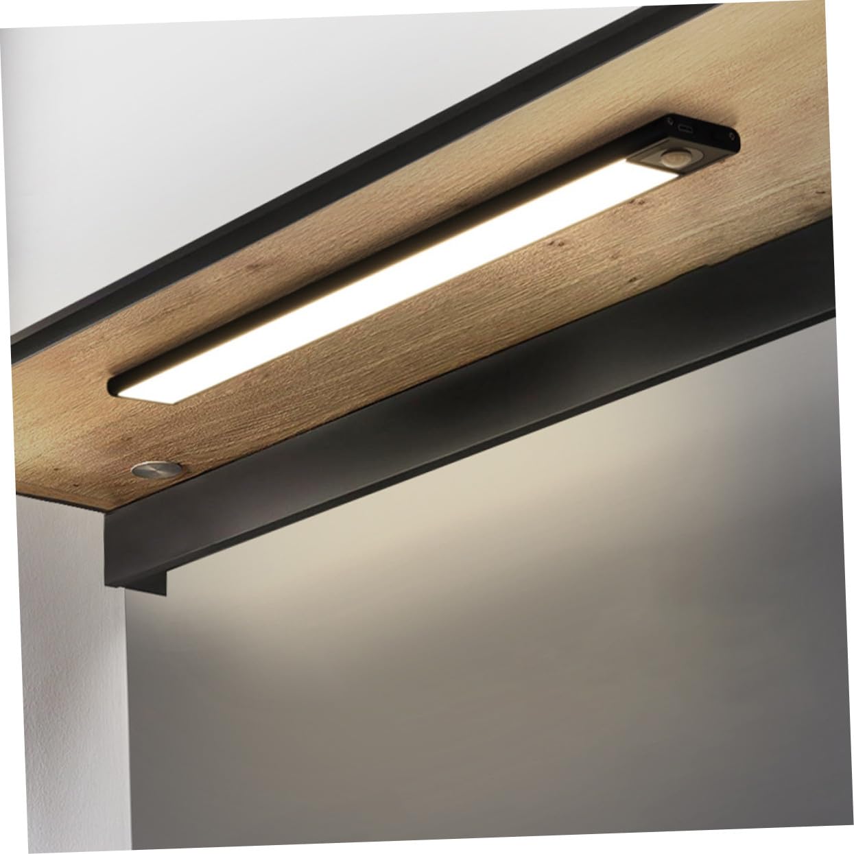 OUNONA Lampe LED Détecteur de Mouvement Intelligente, Rechargeable 800mah, Alliage D'aluminium Noir, Facile à Utiliser pour Chambre et Fête