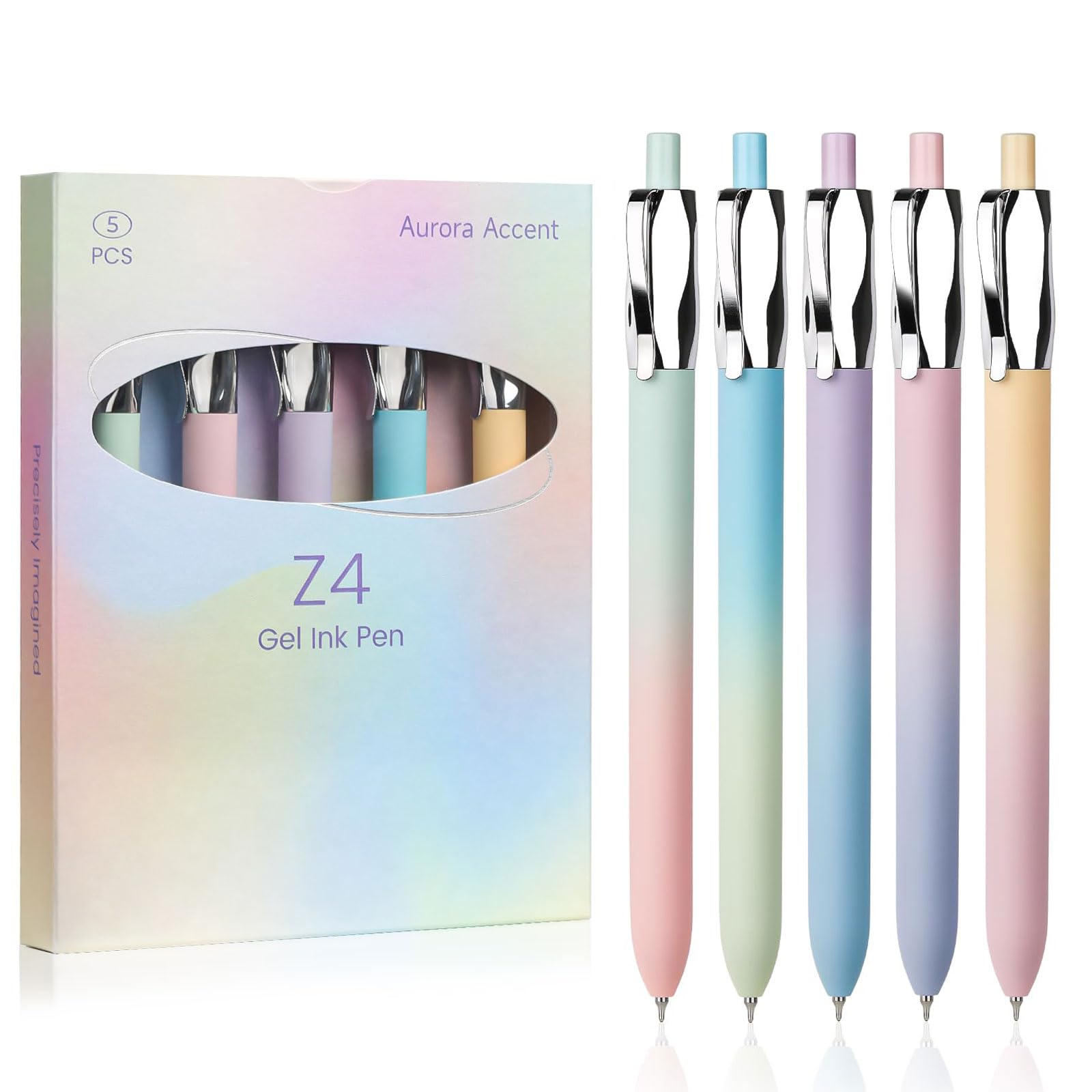 Gel Pens Black Ink, 5 PCS 0.5mm Pastel Handwriting Pen Journaling Supplies