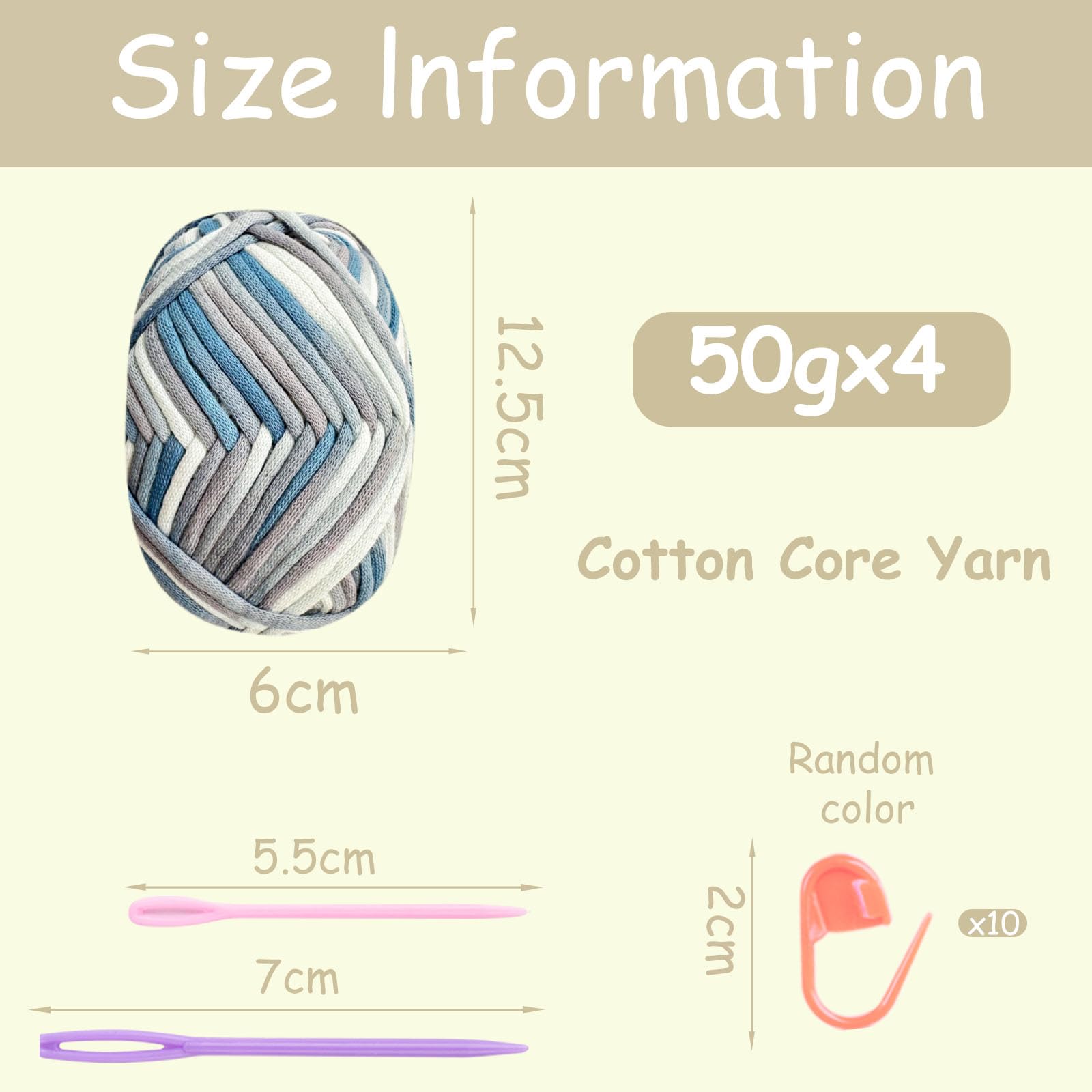 Chunky Yarn for Crochet Cotton Yarn for Crochet Chunky Wool 4x50g Crochet Yarn for Beginners Crochet Wool Knitting Yarn with Crochet Accessories Gray Yarn - Image 2